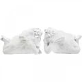 Floristik24 Angel lying, Christmas decoration, angel decoration with feathers, Advent white H8 / 8.5cm L14 / 12.5cm set of 2