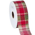 Floristik24 Festive checked gift ribbon red, green and white width 40mm length 20m