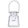 Floristik24 Glass lantern with handle glass clear Ø14cm H18cm