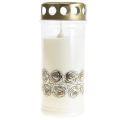 Floristik24 Grave candle white roses gold mourning light Ø7cm H18cm 77h