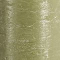 Floristik24 Large candles pillar candles olive green 85x200mm 2 pcs