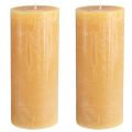 Floristik24 Large candles in honey pillar candles 85mmx200mm 2 pcs