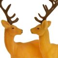 Floristik24 Deer deco reindeer yellow brown flocked H20.5cm set of 2