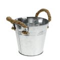 Floristik24 Metal bucket with rope handles shiny Ø16cm