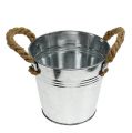 Floristik24 Metal bucket with rope handles shiny Ø16cm