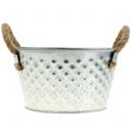 Floristik24 Zinc bowl decorative bowl metal with rope handle Ø22cm H12cm