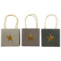 Floristik24 Paper bags with star and handle gray assorted 10.5×10.5cm 9pcs