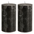 Floristik24 Black candles dyed pillar candles 85×150mm 2 pcs