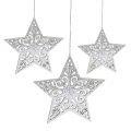 Floristik24 Star silver to hang 8cm - 12cm 9pcs