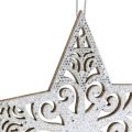 Floristik24 Star silver to hang 8cm - 12cm 9pcs