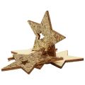Floristik24 Scatter decoration Christmas wooden stars natural gold glitter 5cm 72pcs