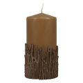 Floristik24 Pillar candle branches decor candle brown caramel 150/70mm 1 pc