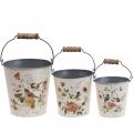 Floristik24 Planter bucket metal with handle Ø14/11.5/9.5cm set of 3