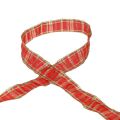 Floristik24 Decorative ribbon Scottish gift ribbon red green gold 25mm 20m