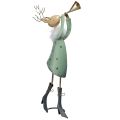 Floristik24 Christmas figure metal trumpet deer green gold 51cm