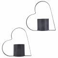 Floristik24 Antique grey metal holder with heart shape and glass container – 30 cm decoration for romantic atmosphere 2pcs