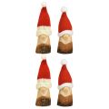 Floristik24 Decorative gnome wooden Christmas gnome with hat red natural 10/12cm 4pcs