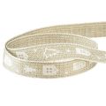 Floristik24 Decorative ribbon for Christmas houses and firs beige, white 15mm 20m