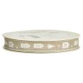 Floristik24 Decorative ribbon for Christmas houses and firs beige, white 15mm 20m