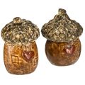 Floristik24 Ceramic acorn house decorative acorns with heart motif, brown, 6 cm, 6 pieces - autumn table decoration