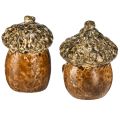 Floristik24 Ceramic acorn house decorative acorns with heart motif, brown, 6 cm, 6 pieces - autumn table decoration