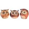 Floristik24 Charming ceramic owl figurines in a set of 3 – Detailed design in brown and cream, 10.5 cm – Perfect decoration for living and working spaces