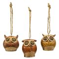 Floristik24 Adorable Owl Pendants – Rustic Browns, 5.6 cm – Perfect Decoration for Fall and Christmas – 3 pcs