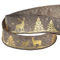 Floristik24 Gift Ribbon Christmas Brown Gold Deer W25mm L15m