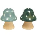 Floristik24 Wooden Mushrooms Decorative Mushrooms Wooden Mini Toadstools Mint Green 4cm 12pcs