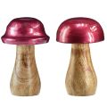 Floristik24 Wooden mushrooms decorative mushrooms wood red gloss Ø6cm H10cm 2pcs