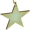 Floristik24 Wooden stars for hanging window decoration mint gold 12/20/26cm set of 3