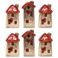 Floristik24 Ceramic houses 6 pieces with red roof window and heart – 6 cm – idyllic decoration for home and garden