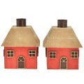 Floristik24 Candle holder Christmas house wood red 9×9×11cm 2pcs