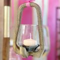 Floristik24 Lantern wood glass lantern living room decoration Ø12cm H20cm