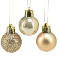 Floristik24 Mini Christmas tree balls Pearl Golden plastic Ø3cm 14pcs