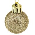 Floristik24 Mini Christmas tree balls Pearl Golden plastic Ø3cm 14pcs