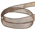 Floristik24 Snowflake decorative ribbon with wire brown pink W15mm L15m