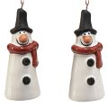 Floristik24 Cheerful snowman hanging decoration – white with red scarf and black hat, 7.5 cm – perfect for festive Christmas trees – 2 pieces