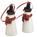 Floristik24 Cheerful snowman hanging decoration – white with red scarf and black hat, 7.5 cm – perfect for festive Christmas trees – 2 pieces