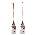 Floristik24 Cheerful snowman hanging decoration – white with red scarf and black hat, 7.5 cm – perfect for festive Christmas trees – 2 pieces