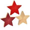 Floristik24 Stars wooden Christmas stars fluted red natural 11cm 3pcs