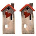 Floristik24 Ceramic house lantern with red roof and heart window – 17.5 cm 2pcs